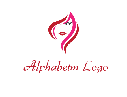 pink and red logo showing the face of a woman