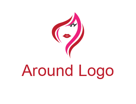 pink and red logo showing the face of a woman