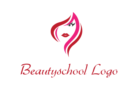 pink and red logo showing the face of a woman