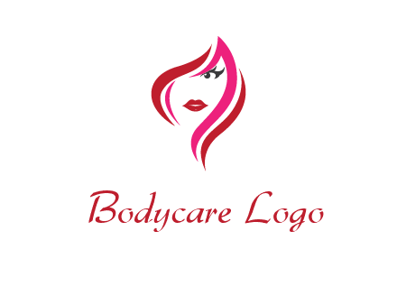 pink and red logo showing the face of a woman