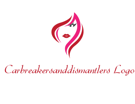 pink and red logo showing the face of a woman