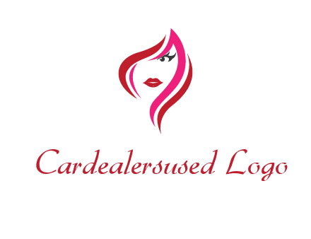 pink and red logo showing the face of a woman