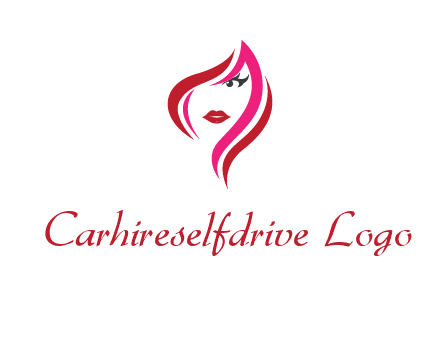 pink and red logo showing the face of a woman