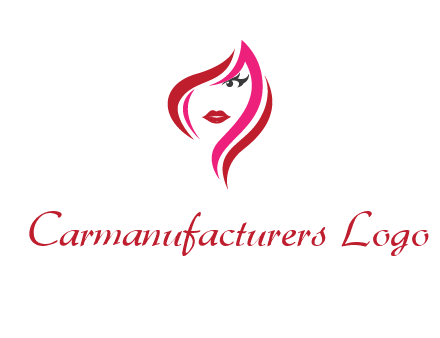 pink and red logo showing the face of a woman