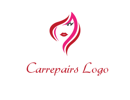 pink and red logo showing the face of a woman