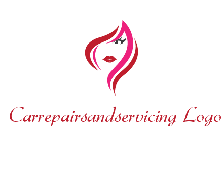 pink and red logo showing the face of a woman
