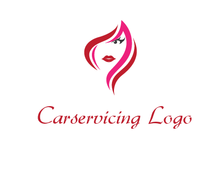 pink and red logo showing the face of a woman