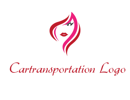 pink and red logo showing the face of a woman