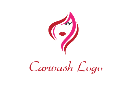 pink and red logo showing the face of a woman