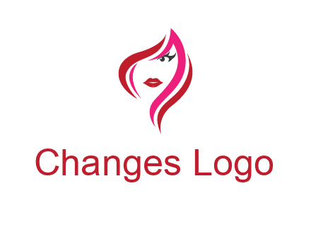 pink and red logo showing the face of a woman