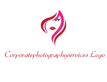 pink and red logo showing the face of a woman