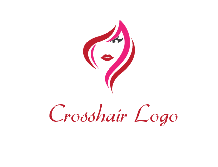 pink and red logo showing the face of a woman