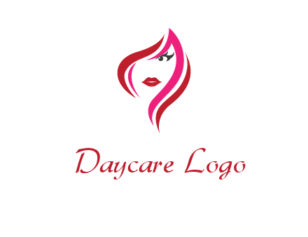 pink and red logo showing the face of a woman