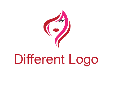 pink and red logo showing the face of a woman