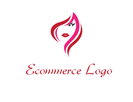 pink and red logo showing the face of a woman