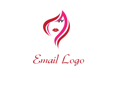 pink and red logo showing the face of a woman