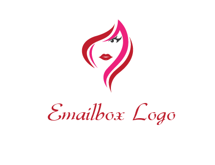 pink and red logo showing the face of a woman