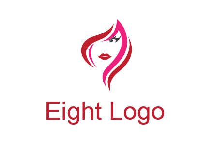 pink and red logo showing the face of a woman