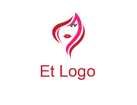 pink and red logo showing the face of a woman