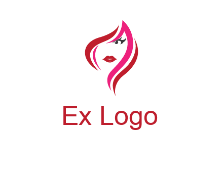 pink and red logo showing the face of a woman