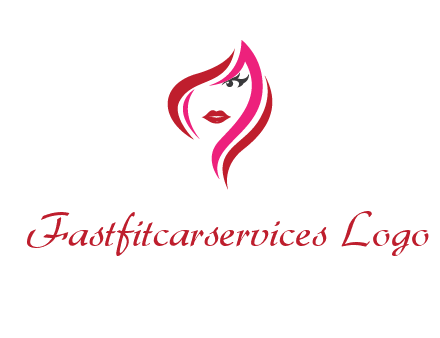 pink and red logo showing the face of a woman