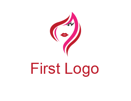 pink and red logo showing the face of a woman