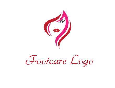 pink and red logo showing the face of a woman