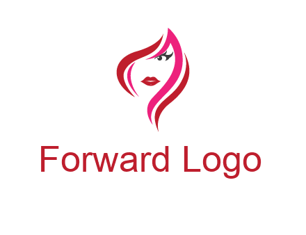 pink and red logo showing the face of a woman