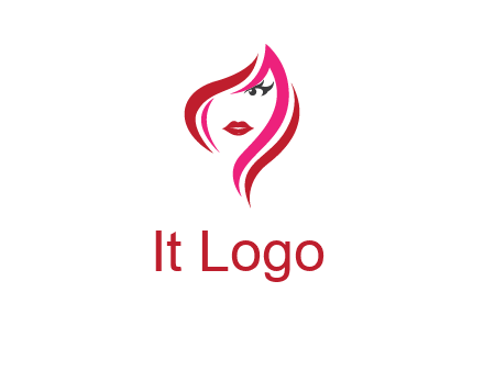 pink and red logo showing the face of a woman