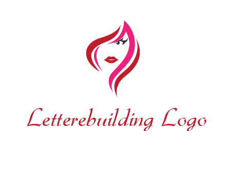 pink and red logo showing the face of a woman