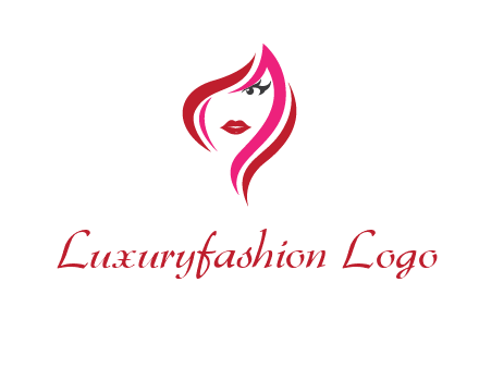 pink and red logo showing the face of a woman