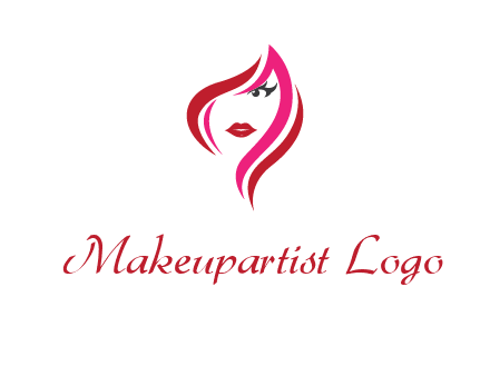 pink and red logo showing the face of a woman