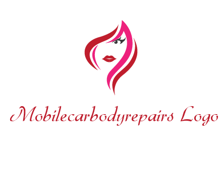pink and red logo showing the face of a woman