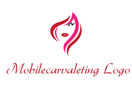 pink and red logo showing the face of a woman