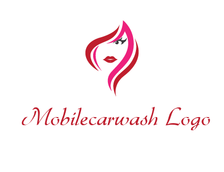 pink and red logo showing the face of a woman