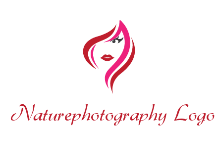 pink and red logo showing the face of a woman