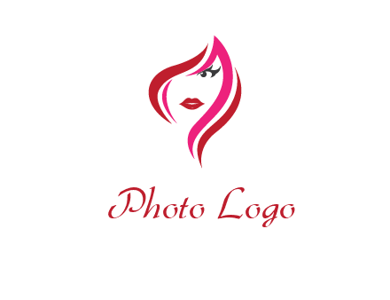 pink and red logo showing the face of a woman