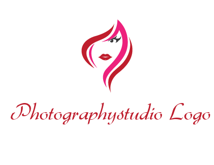 pink and red logo showing the face of a woman