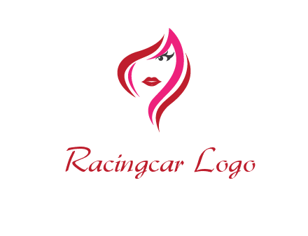 pink and red logo showing the face of a woman