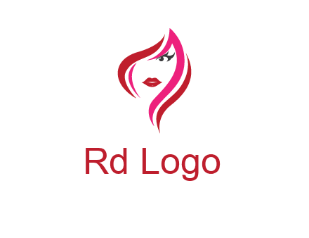 pink and red logo showing the face of a woman