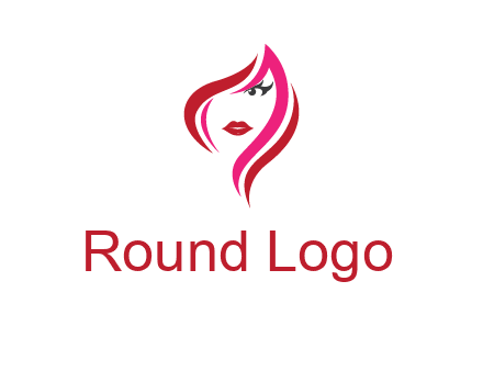 pink and red logo showing the face of a woman
