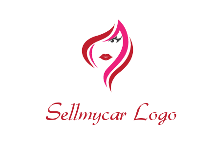 pink and red logo showing the face of a woman