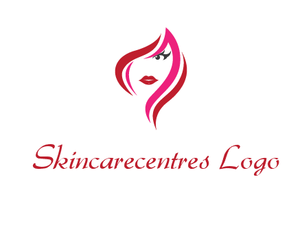 pink and red logo showing the face of a woman