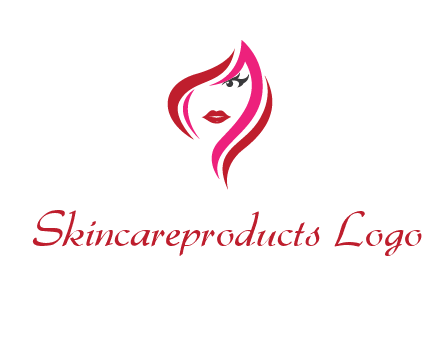 pink and red logo showing the face of a woman