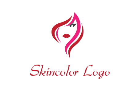 pink and red logo showing the face of a woman