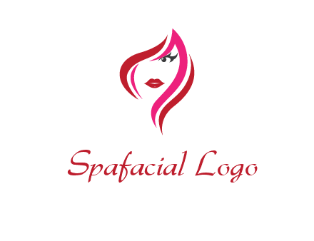 pink and red logo showing the face of a woman