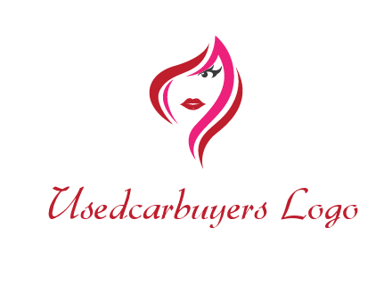 pink and red logo showing the face of a woman