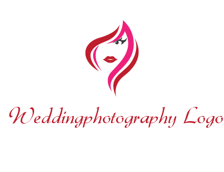 pink and red logo showing the face of a woman
