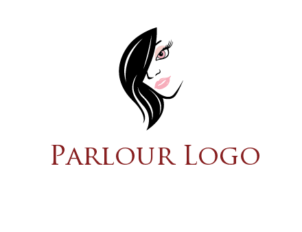 hair bangs covering half face of a woman logo