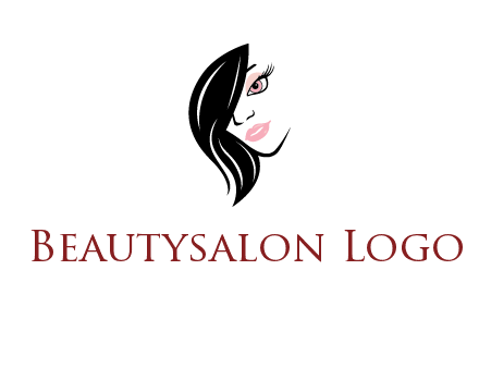 hair bangs covering half face of a woman logo
